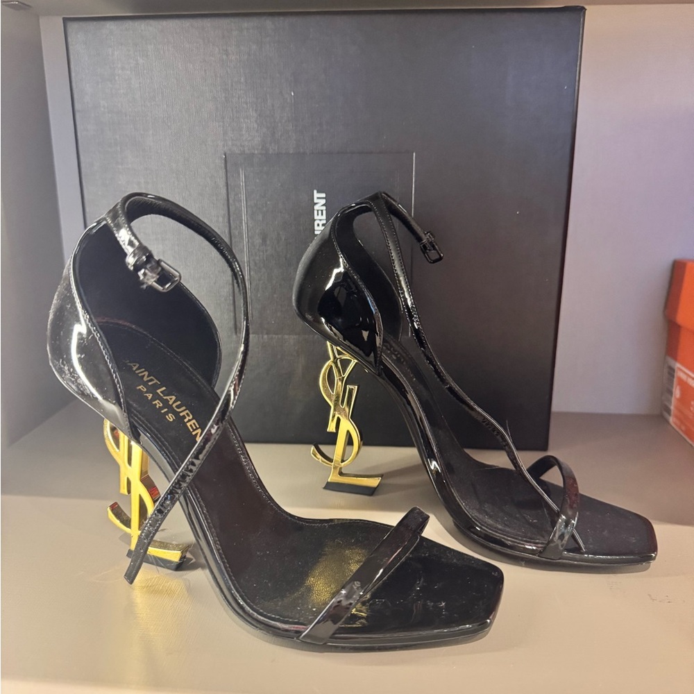 Saint Laurent Black and Gold Women's Heels